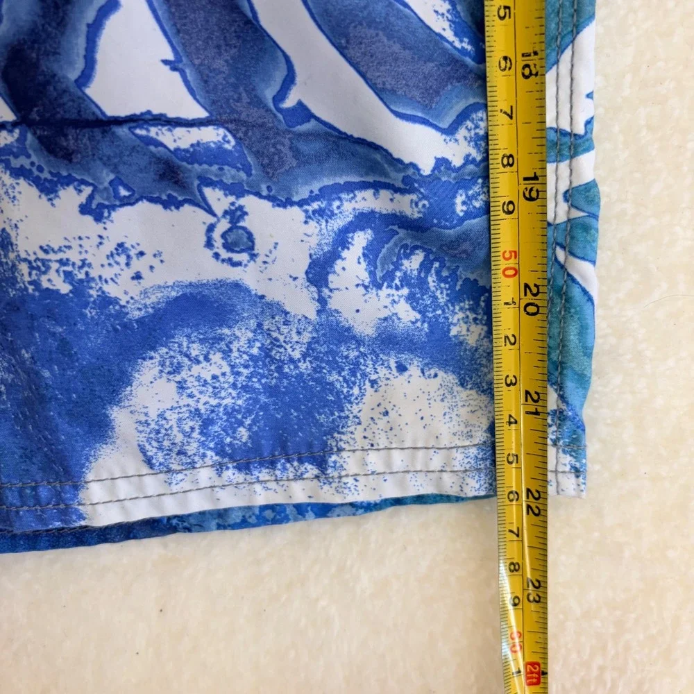 Rusty Mens Blue White Abstract Board Shorts Size 36‎ Surf Swim Trunks